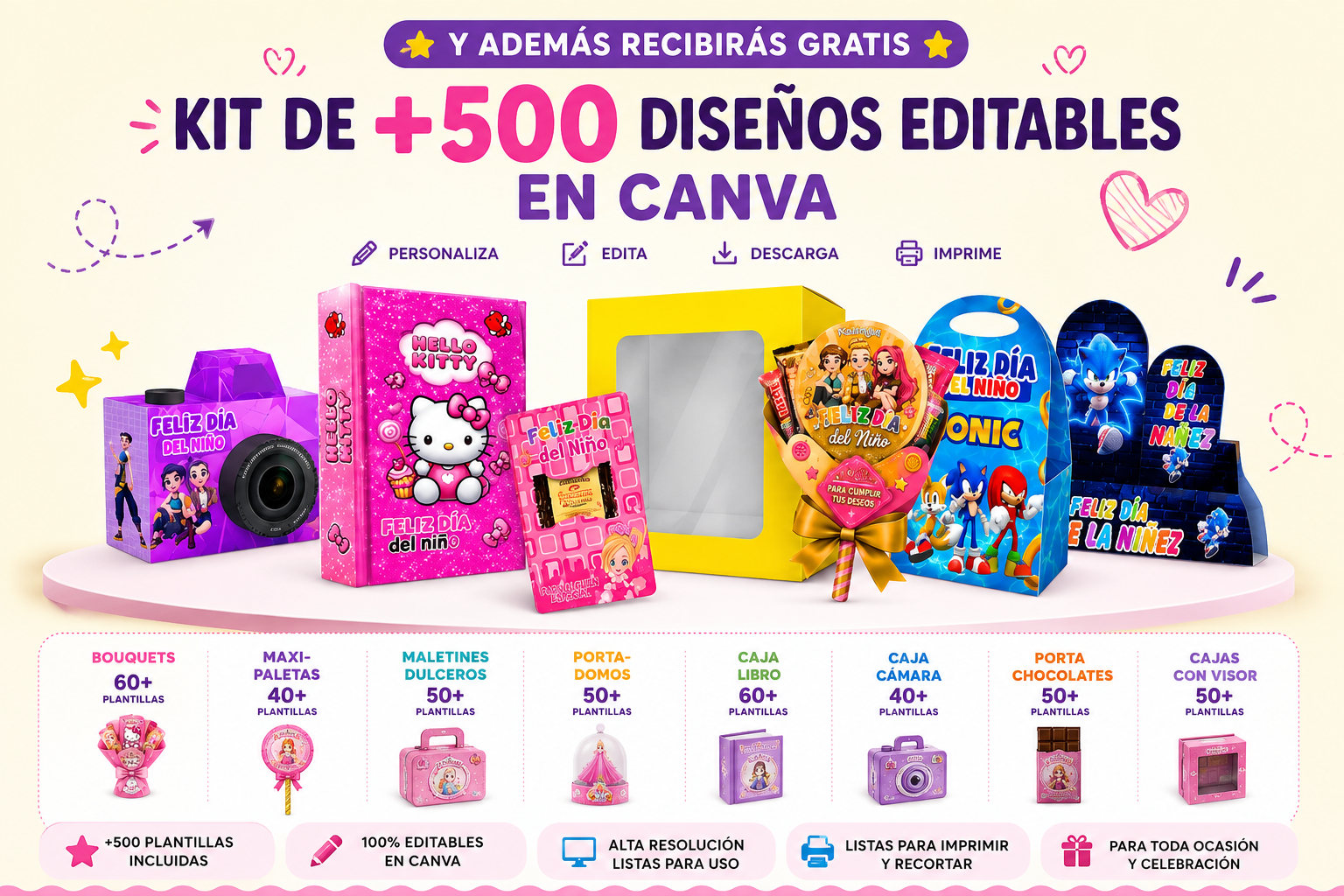 Biblioteca de más de 500 diseños editables en Canva para fiestas y celebraciones